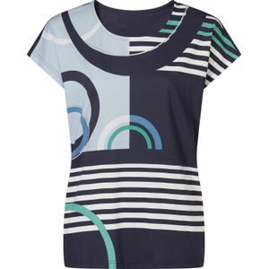 Dames Shirt met korte mouwen in marine/lichtblauw bedrukt