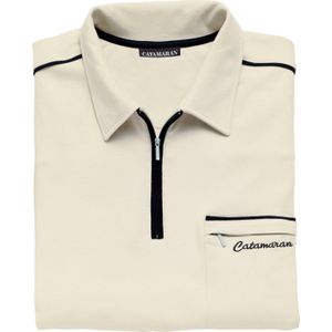 Poloshirt - Beige - 100% Katoen - Lange Mouwen - Ritssluiting
