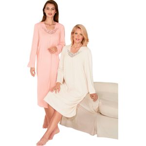 Ascafa - Nachthemd - Abrikoos - Korte Mouwen - 100% Katoen