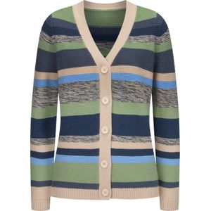 Dames Vest in zand/rookblauw gestreept