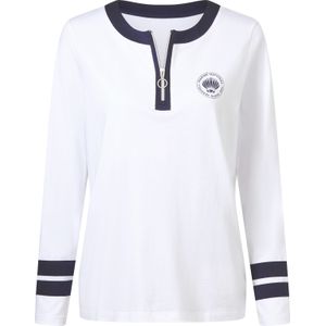 Dames Shirt met lange mouwen in wit/marine