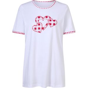 Dames Lang shirt in wit/rood