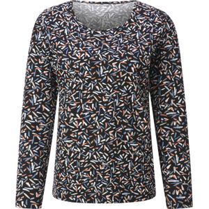 Dames Shirt met lange mouwen in zwart/papaja bedrukt