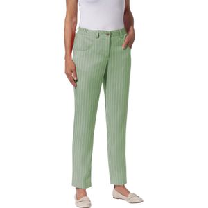 Dames Broek in eucalyptus/ecru gestreept