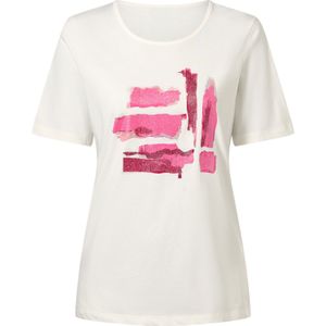 Dames Shirt met korte mouwen in ecru/fuchsia