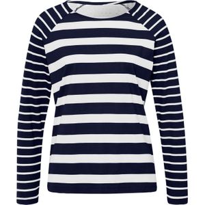 Dames Shirt met lange mouwen in marine/ecru gestreept