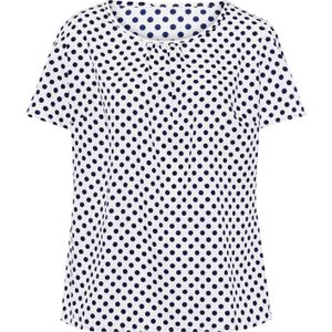 Blouse - Ecru/Marine - 100% Polyester - Korte Mouwen