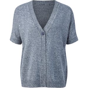 Dames Vest in rookblauw/ecru gemêleerd