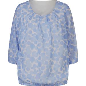 Dames Comfortabele blouse in ecru/hemels blauw bedrukt