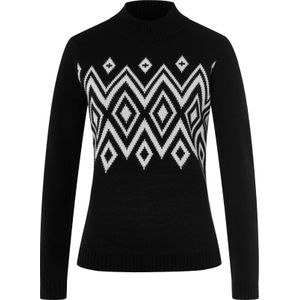 Zwart/Ecru - Pullover - 100% Polyacryl - Lange Mouwen - Staande Kraag