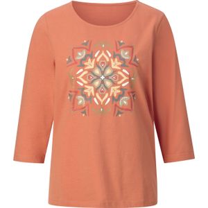 Dames Shirt met 3/4-mouw in papaja/ecru