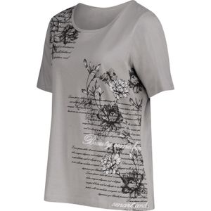 Dames Shirt met korte mouwen in steengrijs bedrukt