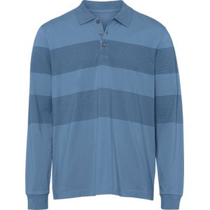 Heren Poloshirt met lange mouwen in middenblauw/rookblauw