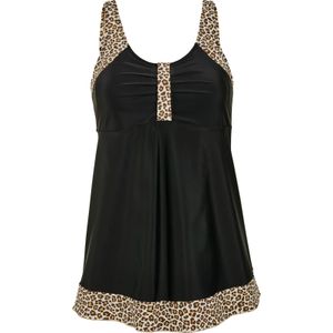 Dames Tankinitop in zwart/champagne bedrukt