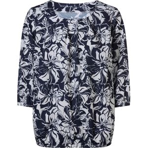 Dames Comfortabele blouse in marine/ecru geprint