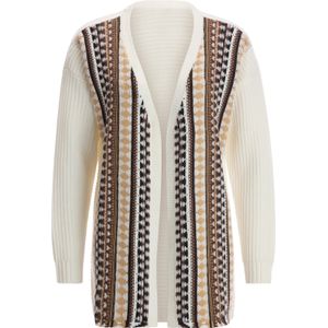 Dames Vest in ecru/camel gedessineerd