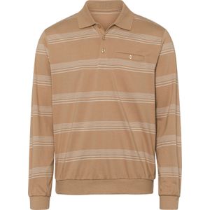 Classic - Sweatshirt - Camel/Lichtgrijs Gestreept - Lange Mouwen - Polokraag