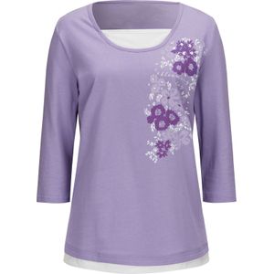 Dames 2-in-1-shirt in lavendel/ecru