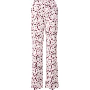Dames Vrijetijdsbroek in ecru/bordeaux bedrukt