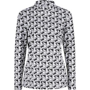 Dames Shirt met opstaande kraag in zwart/wit geprint