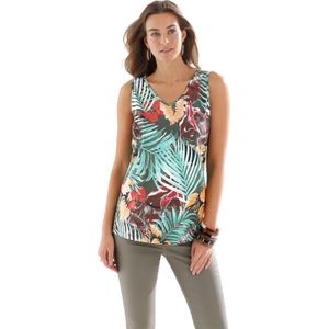 Dames Top met bandjes in olijf gedessineerd