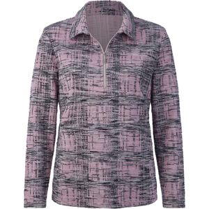 Dames Poloshirt in mauve/steengrijs gedessineerd
