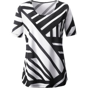 Dames Shirt met korte mouwen in zwart/wit gedessineerd