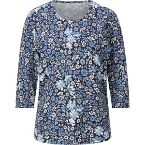 Dames Shirt met 3/4-mouw in marine/hemelsblauw bedrukt