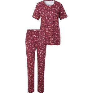 Dames Pyjama in donkerrood geprint