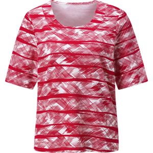 Casual Looks - Shirt - Rood/wit gedessineerd - Korte Mouwen - 100% Katoen