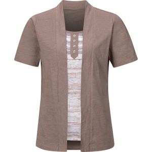 Dames 2-in-1-shirt in taupe gedessineerd