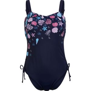 Dames Badpak in marine-aqua bedrukt