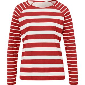 Dames Shirt met lange mouwen in rood/ecru gestreept