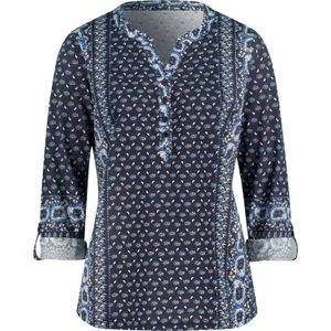 Dames Shirt met print in marine/bleu geprint