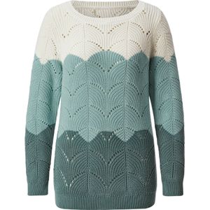 Gebreide Trui - Jade/Ecru - 100% Katoen - Lange Mouwen