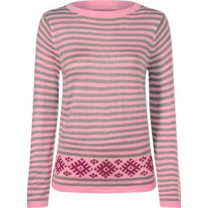 Dames Pullover met lange mouwen in roze/magenta gedessineerd