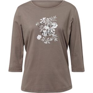 Dames Lang shirt in taupe/wit