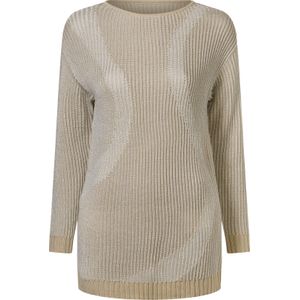 Dames Lange pullover in zand/zilverkleurig gedessineerd