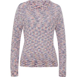 Dames Pullover met ronde hals in wit gemêleerd