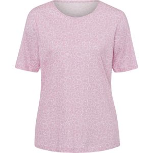Dames Shirt met korte mouwen in ecru/roze geprint