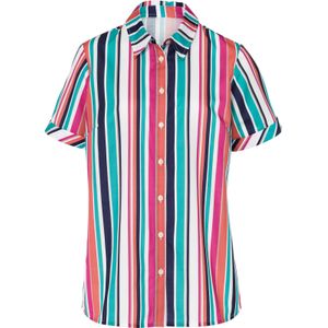 Blouse - Ocean/Papaja Gestreept - 100% Polyester - Korte Mouwen