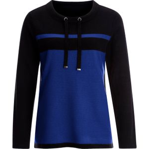 Dames Pullover met lange mouwen in zwart/koningsblauw