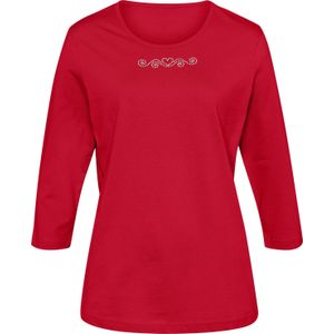 Shirt - Rood - 100% Katoen - Zonder Sluiting - Ronde Hals - 3/4-Mouwen