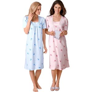 Dames Nachthemden met korte mouwen in roze + bleu
