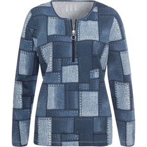 Ijsblauw/Jeansblauw - Longsleeve - 100% Katoen - Ritssluiting - Lange Mouwen