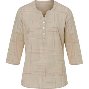Dames Comfortabele blouse in zand/koraal geruit