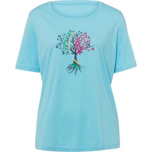 T-shirt - Aquamarijn/Jeansblauw - 100% Katoen - Gedessineerd