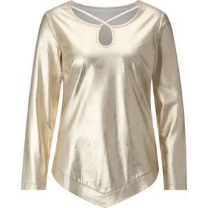 Longshirt - Goudkleur - 95% Katoen, 5% Elastaan - Ronde Hals, Lange Mouwen