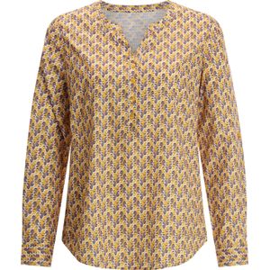Dames Comfortabele blouse in oker/donkertaupe bedrukt