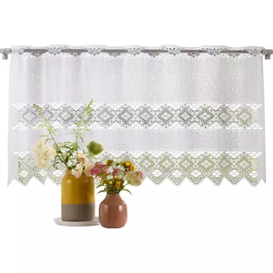 XiDi Verduisteringsgordijnen met net 137 Drop Hollow Out Star patroon mix witte voile gordijnen met korte ogen transparant, voor kinderen, tienerkamer, 132 cm, groen-blauwgrijs/132/137/2 IT